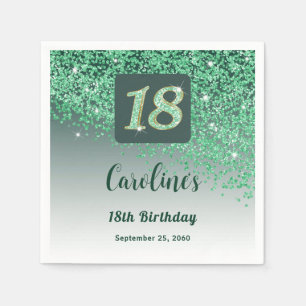 18th Birthday Chic Green Glitter Napkin