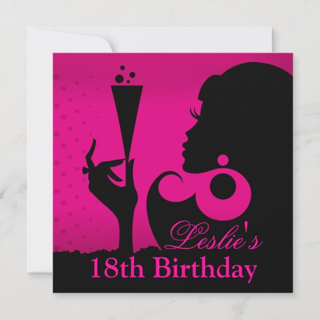 18th Birthday Cocktail Party fuschia Invitation (Front)