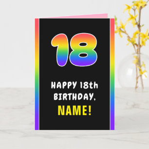 18th Birthday: Colourful Rainbow # 18, Custom Name Card