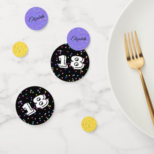 18th Birthday Confetti on Confetti and Custom Name (Group)