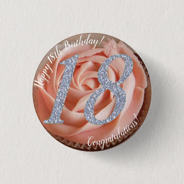 18th Birthday Cupcake 3 Cm Round Badge (Front)
