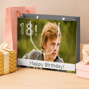 18th birthday custom photo boy guy large gift bag