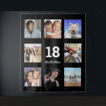 18th birthday custom photo collage black guy tapestry<br><div class="desc">For a 18th birthday, celebrating his life with a collage of 8 of your photos of his friends, family, interest or pets. Personalise and the age 18 and a date. Date of birth or the date of the birthday party. White letters. A classic black background colour. Use as party wall...</div>
