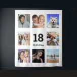 18th birthday custom photo collage white guy tapestry<br><div class="desc">For a 18th birthday, celebrating his life with a collage of 8 of your photos of his friends, family, interest or pets. Personalise and the age 18 and a date. Date of birth or the date of the birthday party. Black letters. A classic white background colour. Use as party wall...</div>
