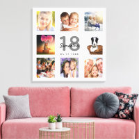 18th birthday custom photo collage white monogram