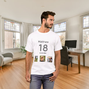 18th birthday custom photo monogram boy T-Shirt