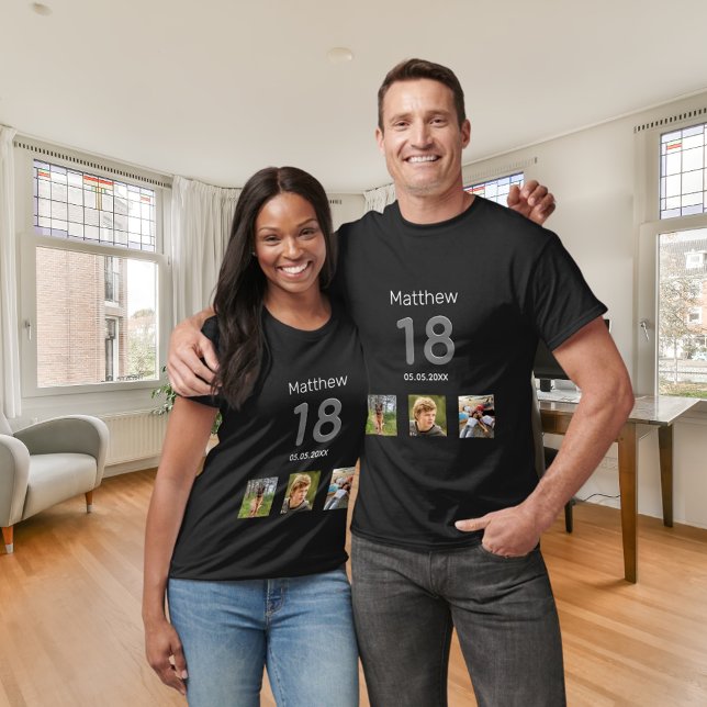 18th birthday custom photo monogram boy T-Shirt (Creator Uploaded)