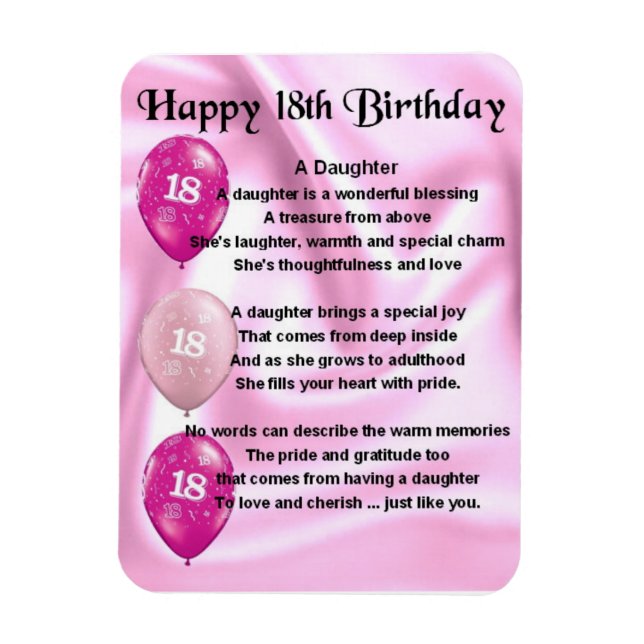 18th Birthday Daughter Poem Magnet (Vertical)