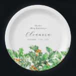 18th Birthday December Birth Flower Holly Custom Paper Plate<br><div class="desc">Perfect table decor for a December birthday party. Holly is the birth flower for that month. It forms a pretty watercolor bottom border on this festive personalised round paper plate. The birthday celebrant's name,  age and birthdate are placed above it using elegant calligraphy and typography. All text is editable.</div>