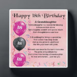 18th Birthday Design Granddaughter Poem Plaque<br><div class="desc">A great personalised gift for a granddaughter on her 18th birthday 

This item can be personalised or just purchased as it is</div>