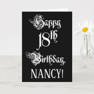 18th Birthday: Fancy, Elegant Script + Custom Name Card