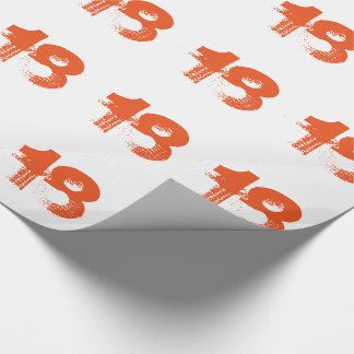 18th birthday for anyone, orange on white. wrapping paper