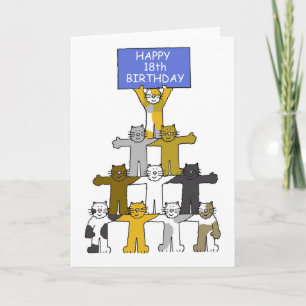 18th birthday fun cartoon cats. card