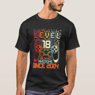 18th Birthday Gamer  18 Year Old  Level 18 Unlocke T-Shirt