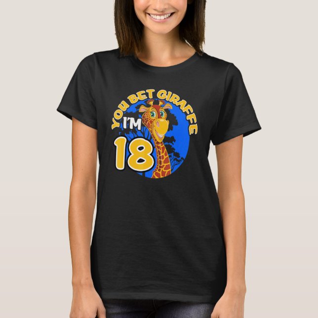 18th Birthday  Giraffe Zoo Eighteenth B Day Party T-Shirt (Front)