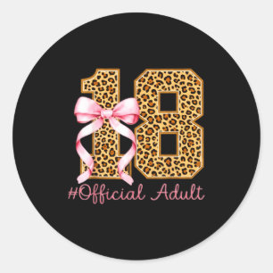 18th Birthday Girl Nk Coquette Bow Leopard 18 Year Classic Round Sticker
