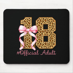 18th Birthday Girl Nk Coquette Bow Leopard 18 Year Mouse Pad