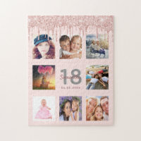 18th birthday glitter drips photo rose gold pink