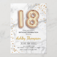 18th Birthday - Gold Balloons Marble Effect