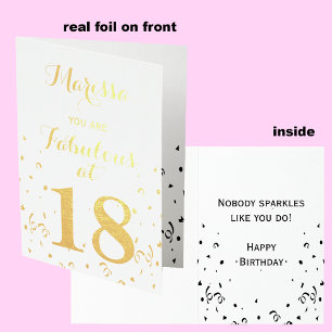 18th Birthday Gold Foil You are Fabulous at 18 Foil Card
