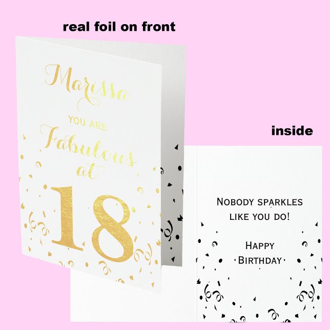 18th Birthday Gold Foil You are Fabulous at 18 Foil Card (Creator Uploaded)