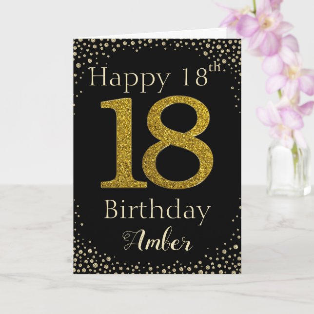 18th Birthday Golden Glitter Card (Orchid)