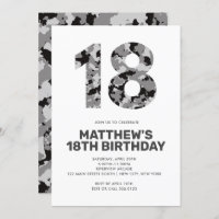 18TH Birthday, Grey Camo Personalised Teen