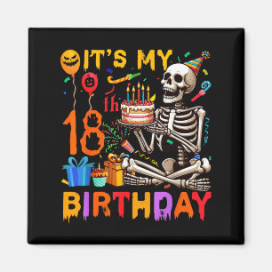 18th Birthday Halloween Skeleton Matching Party Magnet