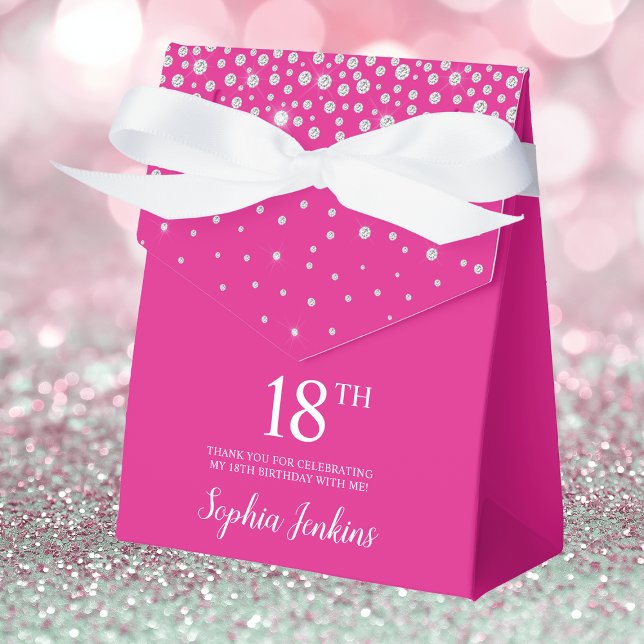 18th Birthday Hot Pink Sparkly Thank You Favour Box (Creator Uploaded)