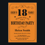 18th Birthday Invitation Black and Orange<br><div class="desc">18th Birthday Invitation Black and Orange Typography. Black and Orange Background. Adult Birthday. Male Men or Women Birthday. Kids Boy or Girl Lady Teen Teenage Bday Invite. 13th 15th 16th 18th 20th 21st 30th 40th 50th 60th 70th 80th 90th 100th. Any Age. For further customisation, please click the "Customise it"...</div>