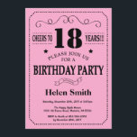 18th Birthday Invitation Black and Pink<br><div class="desc">18th Birthday Invitation Black and Pink Typography. Black and Pink Background. Adult Birthday. Male Men or Women Birthday. Kids Boy or Girl Lady Teen Teenage Bday Invite. 13th 15th 16th 18th 20th 21st 30th 40th 50th 60th 70th 80th 90th 100th. Any Age. For further customisation, please click the "Customise it"...</div>