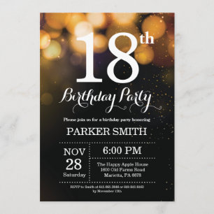 18th Birthday Invitation Gold Glitter