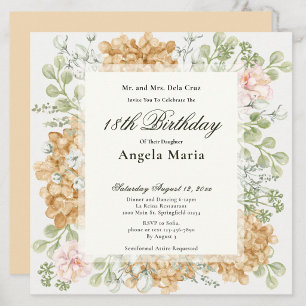 18th Birthday Invitation in Elegant Autumn Colours