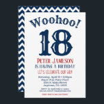 18th Birthday Invitation Mens Navy Blue<br><div class="desc">A funny and striking 18th birthday invitation for a boy,  man,  male.</div>