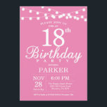 18th Birthday Invitation Pink<br><div class="desc">18th Birthday Invitation with String Lights. Pink Background. Women Lady Elegant bday Invite. 13th 15th 16th 18th 20th 21st 30th 40th 50th 60th 70th 80th 90th 100th,  Any age. For further customisation,  please click the "Customise it" button and use our design tool to modify this template.</div>