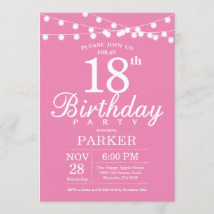 18th Birthday Invitation Pink