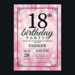 18th Birthday Invitation Pink Glitter<br><div class="desc">18th Birthday Invitation with Pink String Lights with Pink Glitter Background. Pink Birthday. Adult Birthday. Men or Women Bday Invite. 13th 15th 16th 18th 20th 21st 30th 40th 50th 60th 70th 80th 90th 100th, Any age. For further customisation, please click the "Customise it" button and use our design tool to...</div>