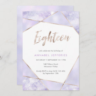 18th Birthday Invitation purple and gold