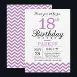 18th Birthday Invitation Purple Chevron<br><div class="desc">18th Birthday Invitation with Purple Chevron. Black and White. Adult Birthday. Man or Women Bday Invite. For further customisation,  please click the "Customise it" button and use our design tool to modify this template.</div>