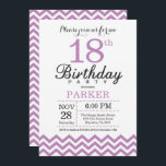 18th Birthday Invitation Purple Chevron<br><div class="desc">18th Birthday Invitation with Purple Chevron. Black and White. Adult Birthday. Man or Women Bday Invite. For further customisation,  please click the "Customise it" button and use our design tool to modify this template.</div>