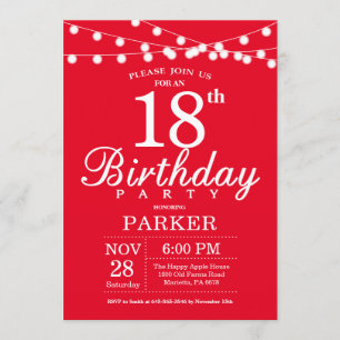 18th Birthday Invitation Red