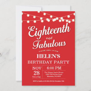 18th Birthday Invitation Red Fabulous