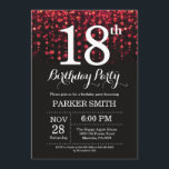 18th Birthday Invitation Red Glitter<br><div class="desc">18th Birthday Invitation with Red String Lights with Red Glitter Background. Red Birthday. Adult Birthday. Men or Women Bday Invite. 13th 15th 16th 18th 20th 21st 30th 40th 50th 60th 70th 80th 90th 100th, Any age. For further customisation, please click the "Customise it" button and use our design tool to...</div>