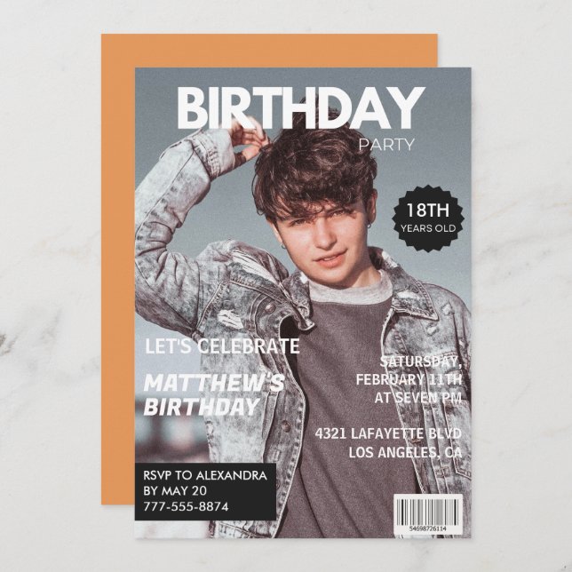 18th birthday invitations for him Magazine Cover (Front/Back)