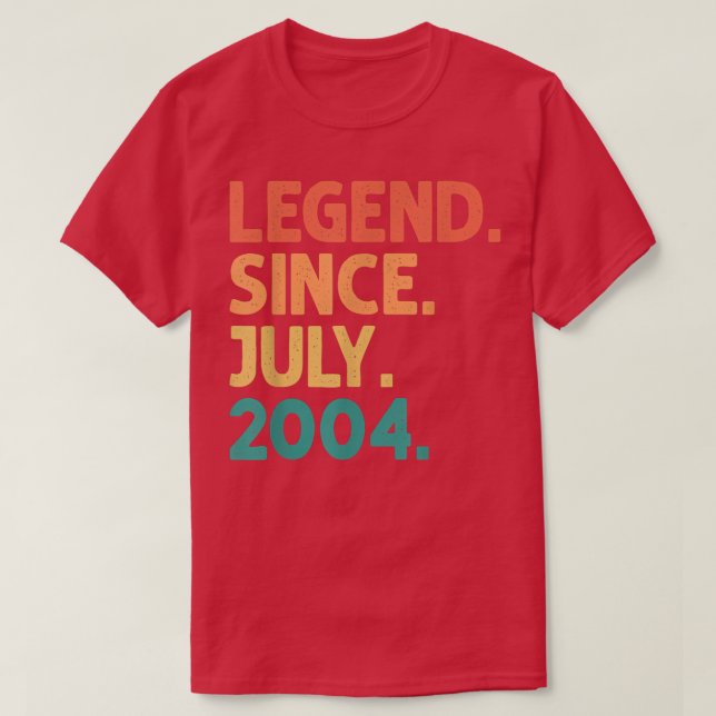 18th Birthday Legend Since July 2004 18 Years Old  T-Shirt (Design Front)