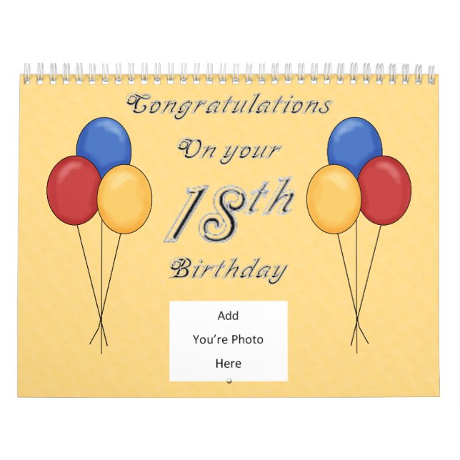 18th Birthday Memories & Guest Book Calendar (Cover)