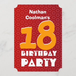 18th Birthday Modern Teen Red Gold Stars V06A31 Invitation