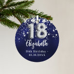 18th birthday navy blue silver stars metal tree decoration<br><div class="desc">A navy blue background colour with faux silver stars. The blue colour is uneven.  Add your name,  text/date</div>