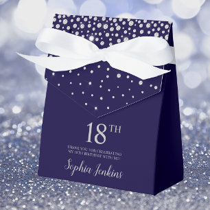 18th Birthday Navy Blue Sparkly Thank You Favour Box