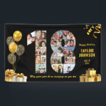 18th Birthday Number 18 Photo Collage Black Gold Banner<br><div class="desc">Make a big statement on their big day with this Custom Photo Collage Birthday Party Banner. Turn your favorite memories into a stunning visual celebration. Featuring a bold number-shaped photo collage, this design allows you to showcase a lifetime of highlights or the best moments from the past year. Whether it’s...</div>